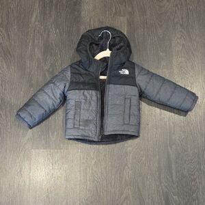 The North Face Toddler Hooded Puffer Jacket in Gray & Black